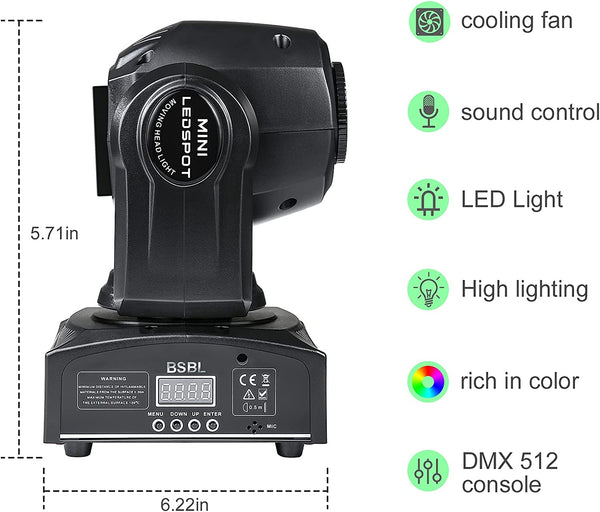 Moving Head Light 30W DJ Lights Stage Lighting with 8 GOBO 15 Color