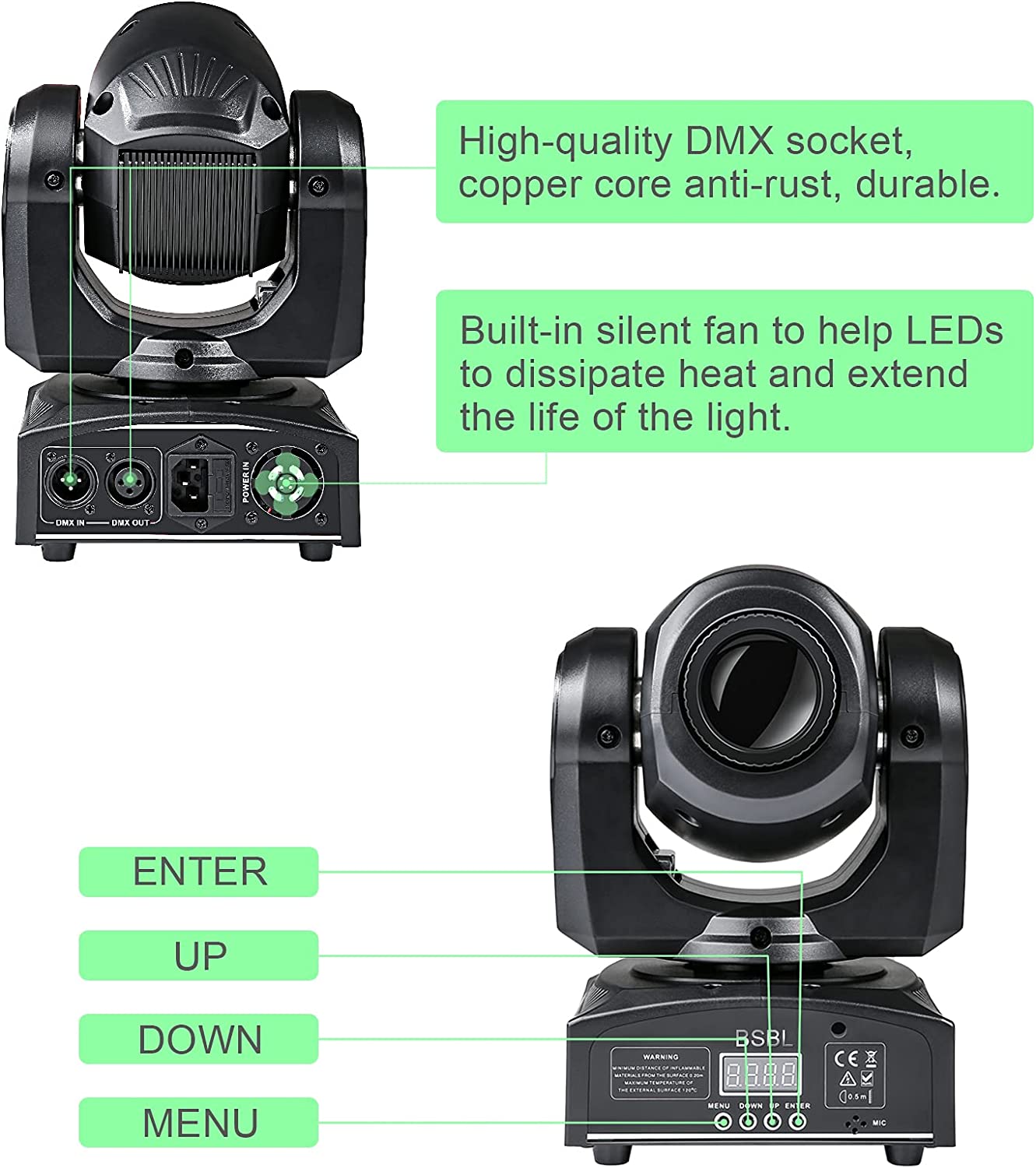 Moving Head Light 30W DJ Lights Stage Lighting with 8 GOBO 15 Color