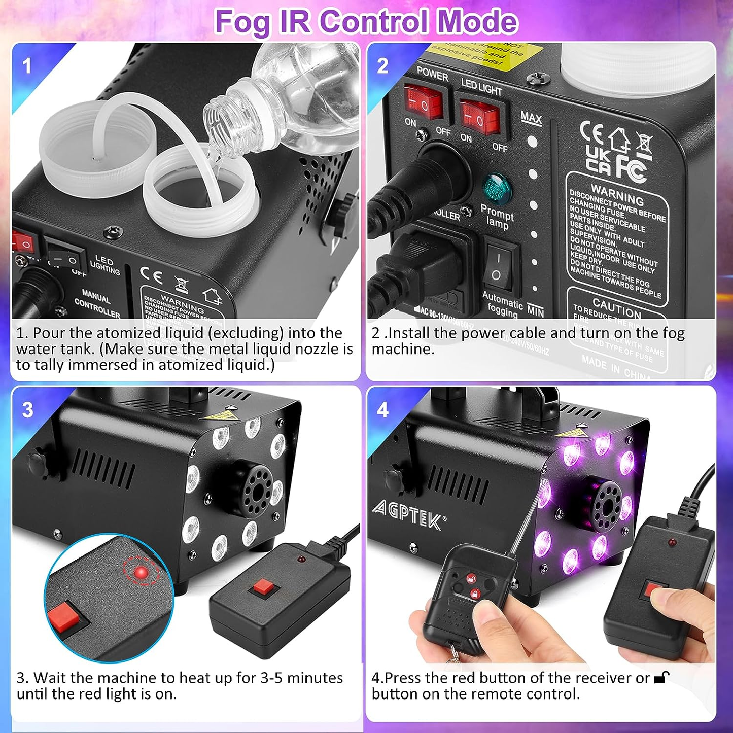 Smoke Machine,Fog Machine with 13 Colorful LED Lights Effect