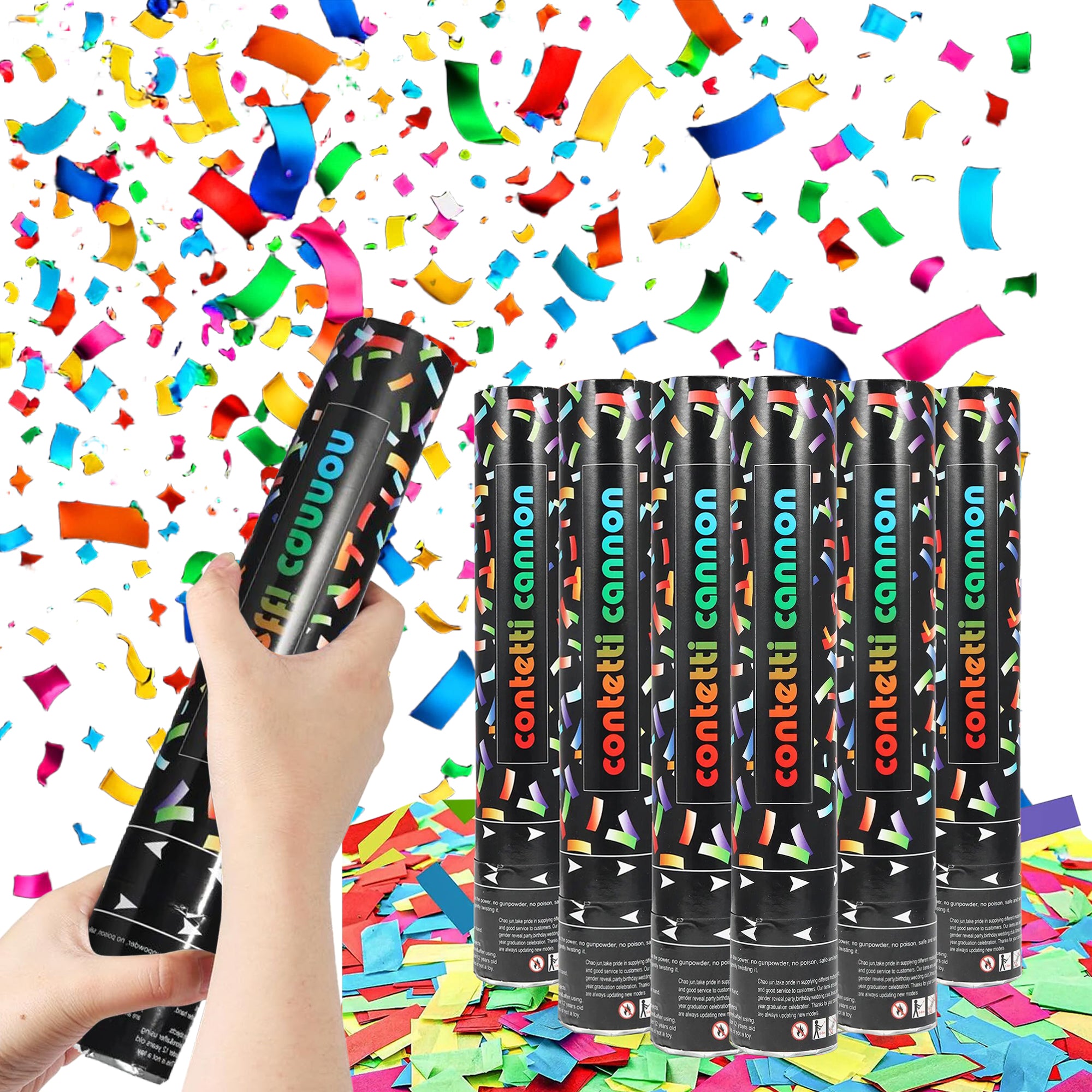 Confetti Cannon 6-Pack – 12 Inch Multicolor | Best for Parties & Events ...
