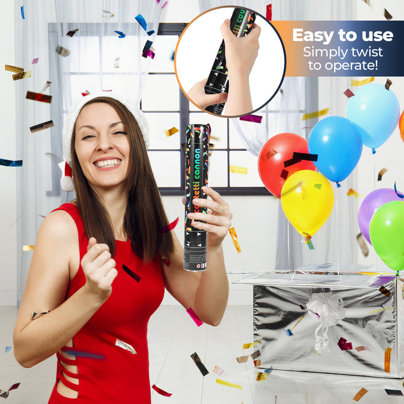 Confetti Cannon 6-Pack – 12 Inch Multicolor | Perfect for Parties & Celebrations